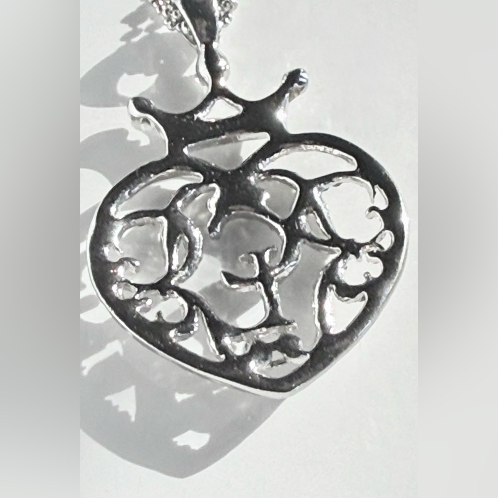 👑 Cookie Lee Double Chain Genuine Crystal Crowned Heart Pendant Necklace - Picture 3 of 7